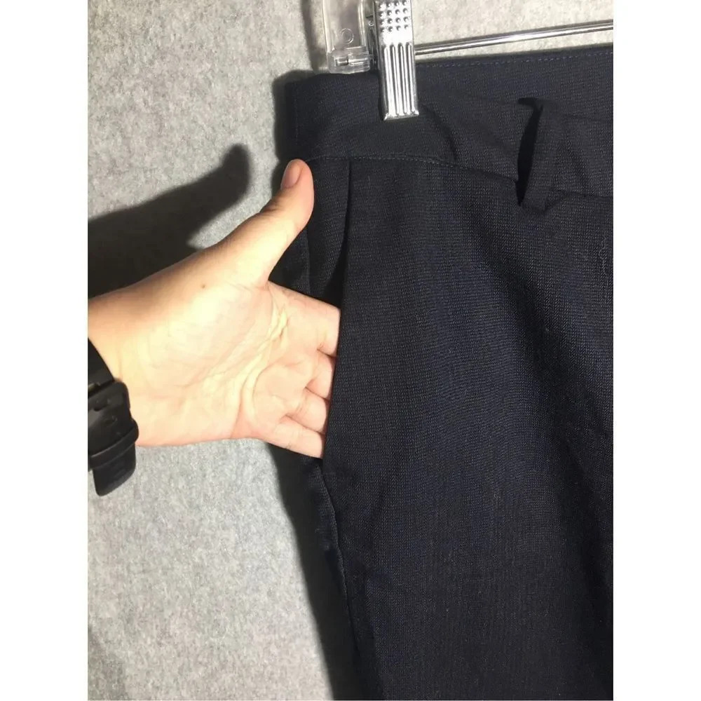 Womens H&M Trousers Pants Navy Blue Tapered Straight Leg Business Casual Office - Picture 2 of 8